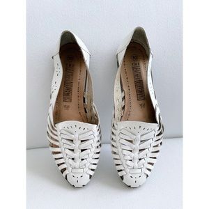 The Leather Collection White Huarache Sandals